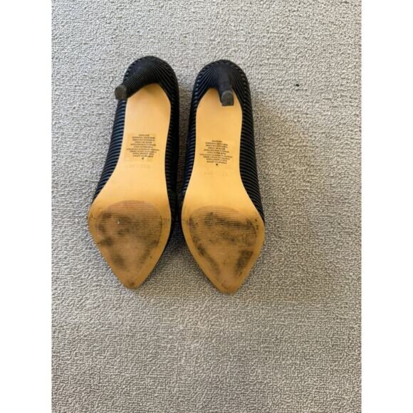 EXPRESS‎ Women's Size 8 Black Ribbed Pointed Toe D'Orsay Stiletto Heels - Picture 5 of 12